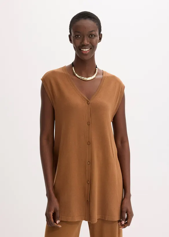 Gilet long en fine maille, bonprix