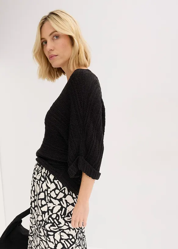 Pull en maille ajourée, bonprix