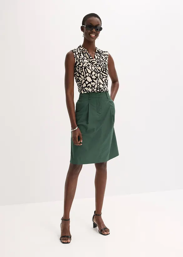 Jupe midi en popeline de coton, bonprix