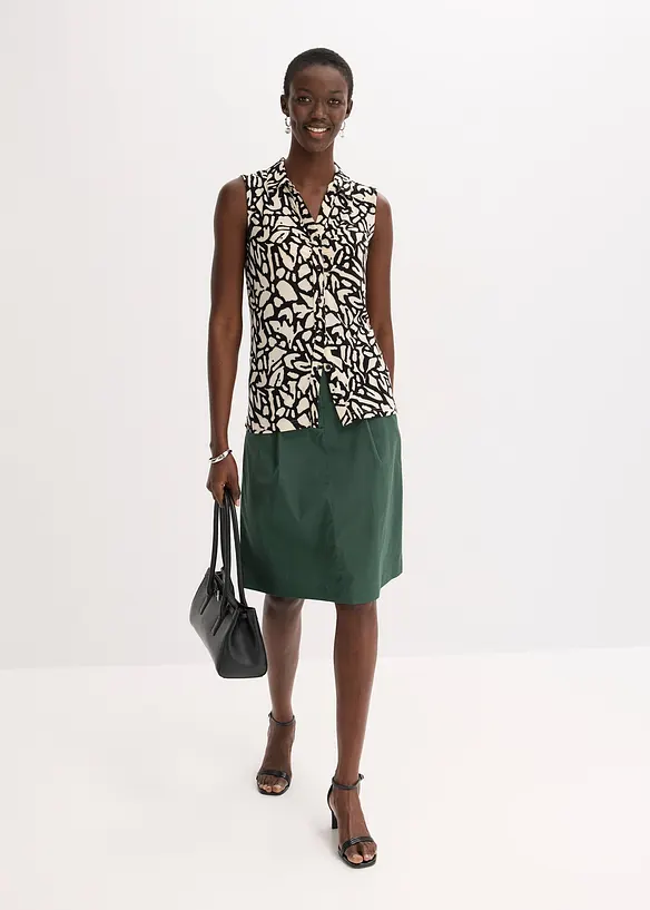 Chemisier froncé sans manches, col polo, bonprix