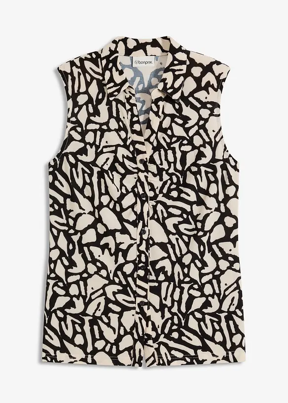 Chemisier froncé sans manches, col polo, bonprix