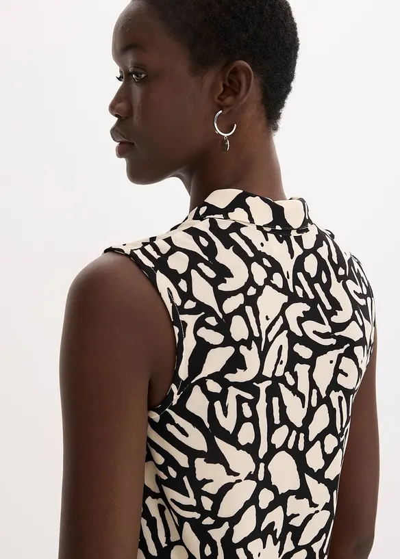 Chemisier froncé sans manches, col polo, bonprix