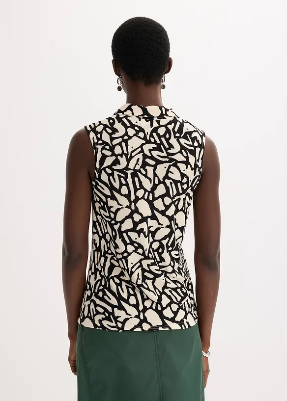 Chemisier froncé sans manches, col polo, bonprix