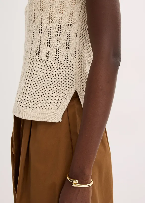 Top en maille ajourée avec fibres métallisées, bonprix