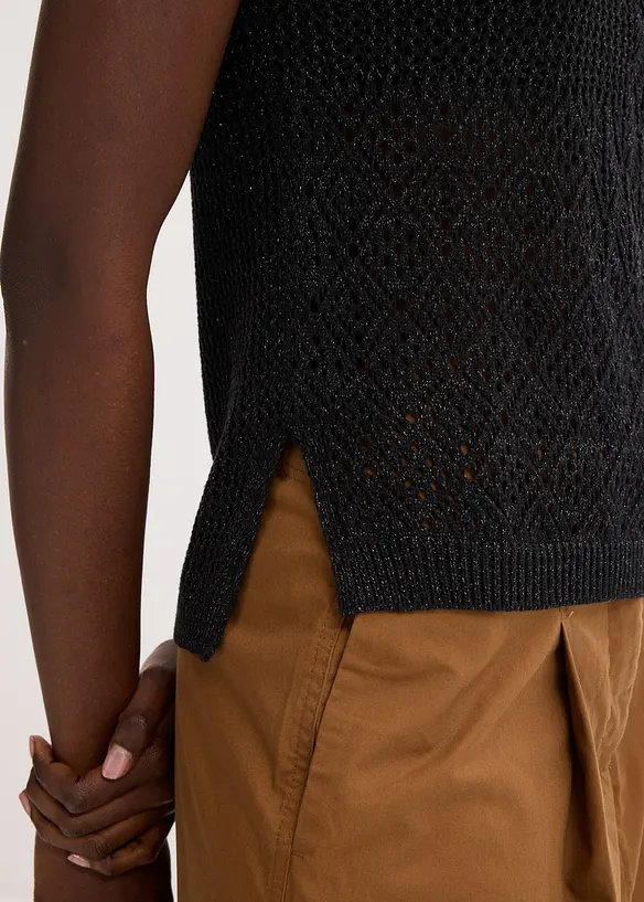 Top en maille ajourée avec fibres métallisées, bonprix