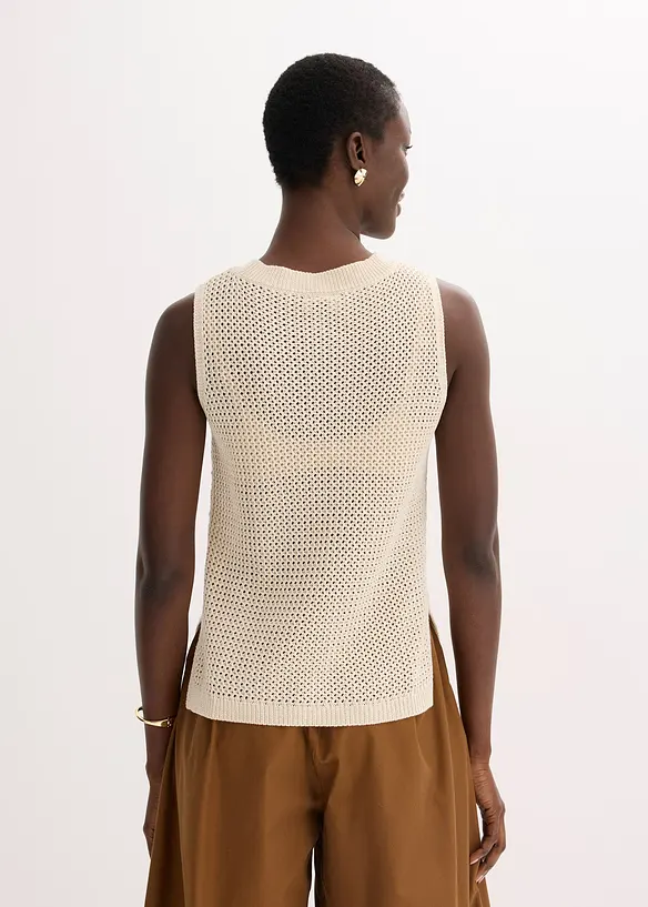 Top en maille ajourée avec fibres métallisées, bonprix