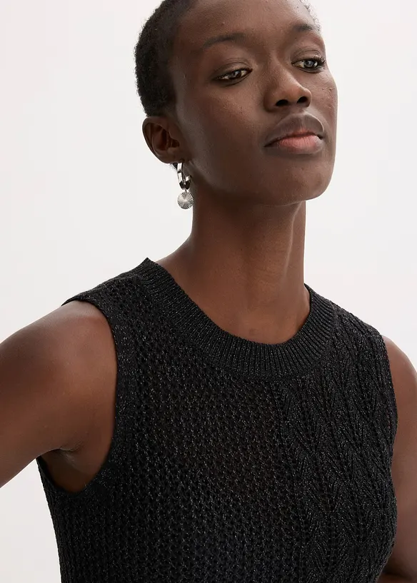 Top en maille ajourée avec fibres métallisées, bonprix