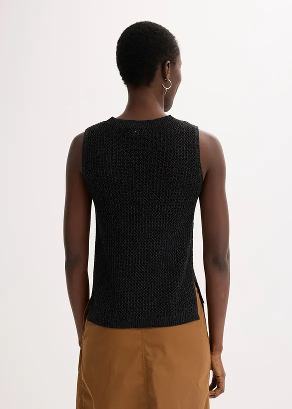 Top en maille ajourée avec fibres métallisées, bonprix