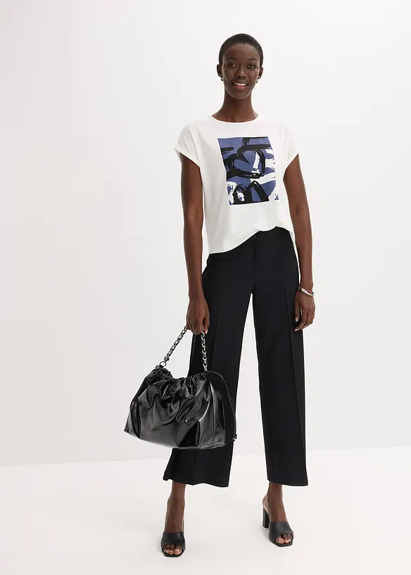 T-shirt en viscose mélangée à strass, bonprix