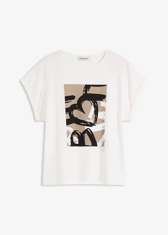 T-shirt en viscose m&eacute;lang&eacute;e &agrave; strass, bonprix