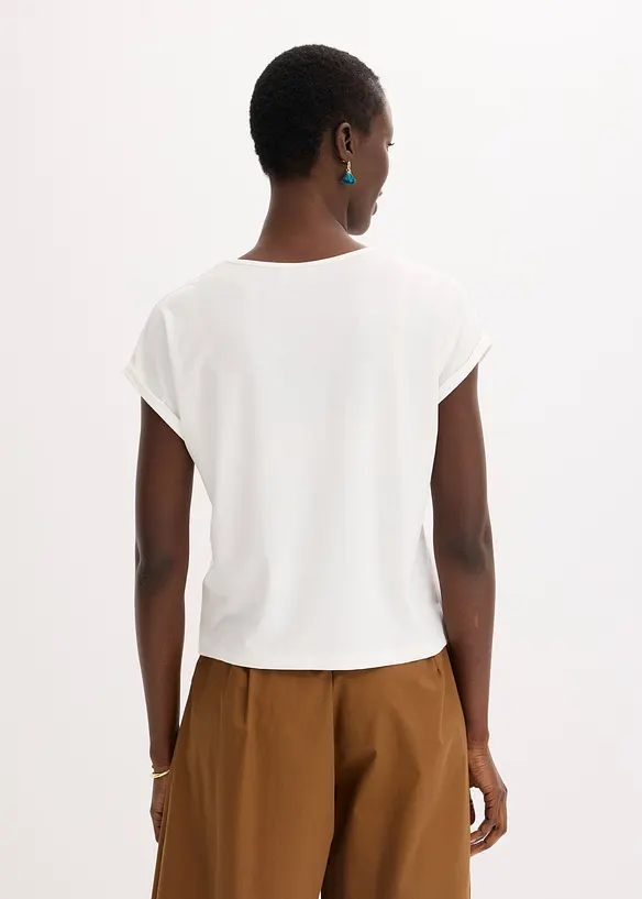 T-shirt en viscose m&eacute;lang&eacute;e &agrave; strass, bonprix