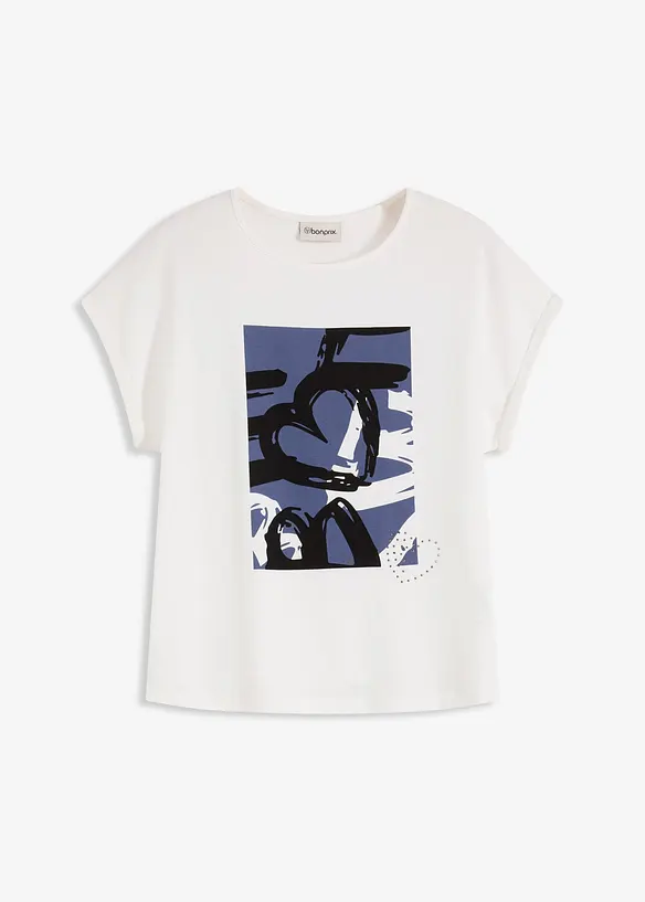 T-shirt en viscose mélangée à strass, bonprix