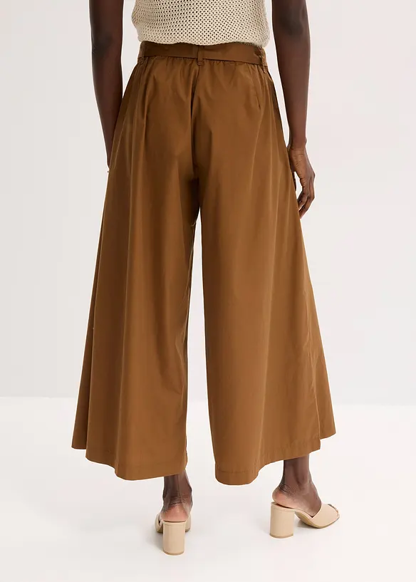 Pantalon en popeline de coton et ceinture (ens. 2 pces), bonprix