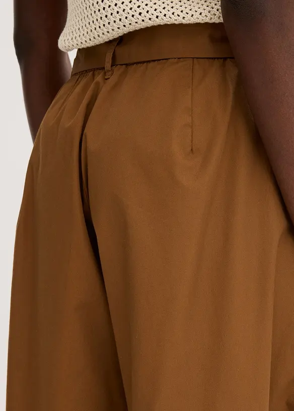 Pantalon en popeline de coton et ceinture (ens. 2 pces), bonprix