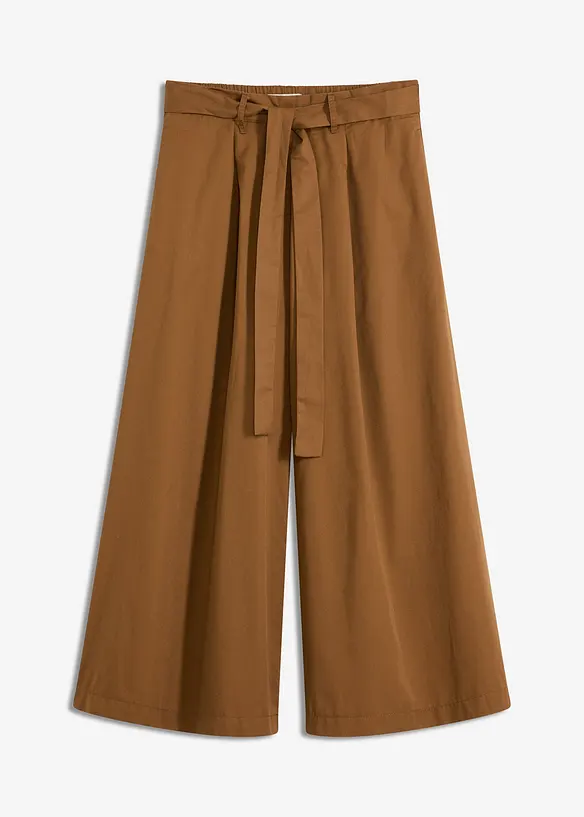 Pantalon en popeline de coton et ceinture (ens. 2 pces), bonprix