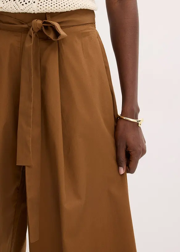 Pantalon en popeline de coton et ceinture (ens. 2 pces), bonprix