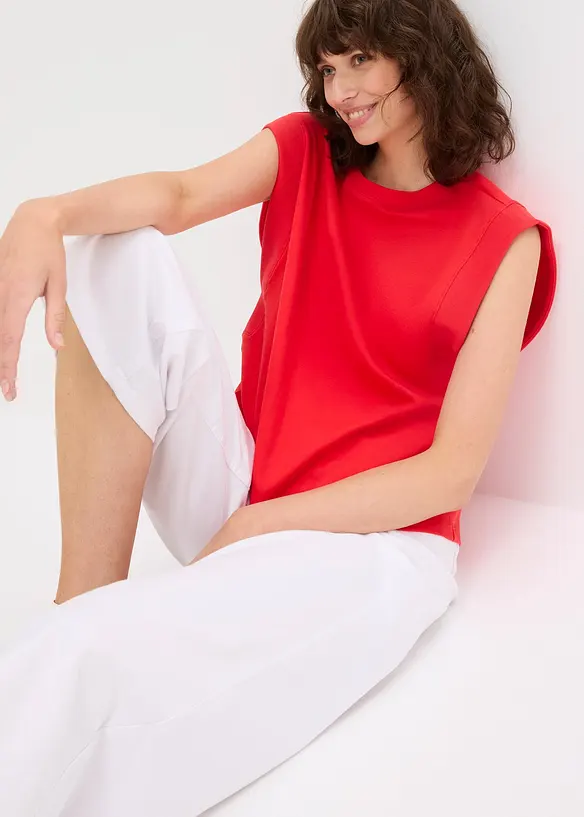 Top avec mancherons en bord-côte, bonprix