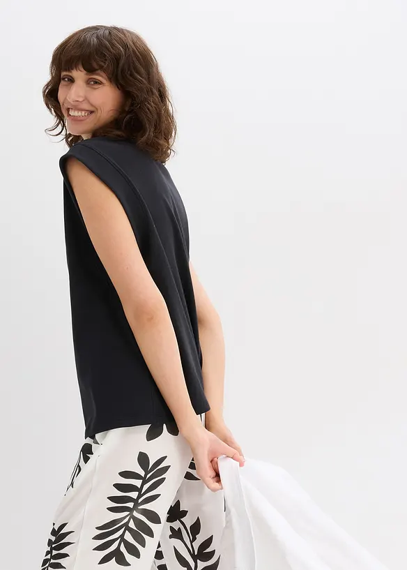 Top oversize avec mancherons en bord-c&ocirc;te, bonprix