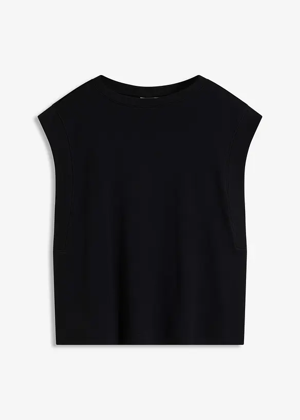 Top oversize avec mancherons en bord-c&ocirc;te, bonprix