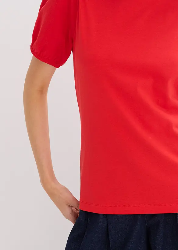 T-shirt en jersey avec manches bouffantes en popeline de coton, bonprix