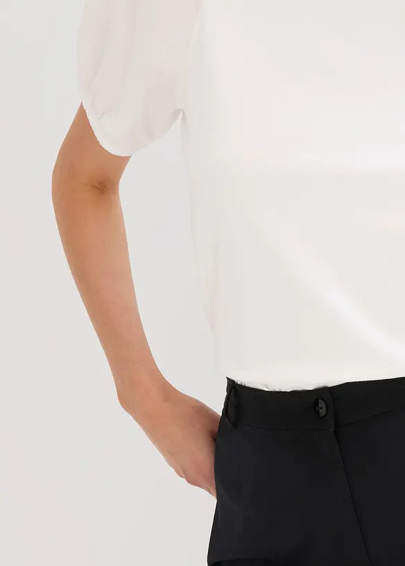 T-shirt en jersey avec manches bouffantes en popeline de coton, bonprix