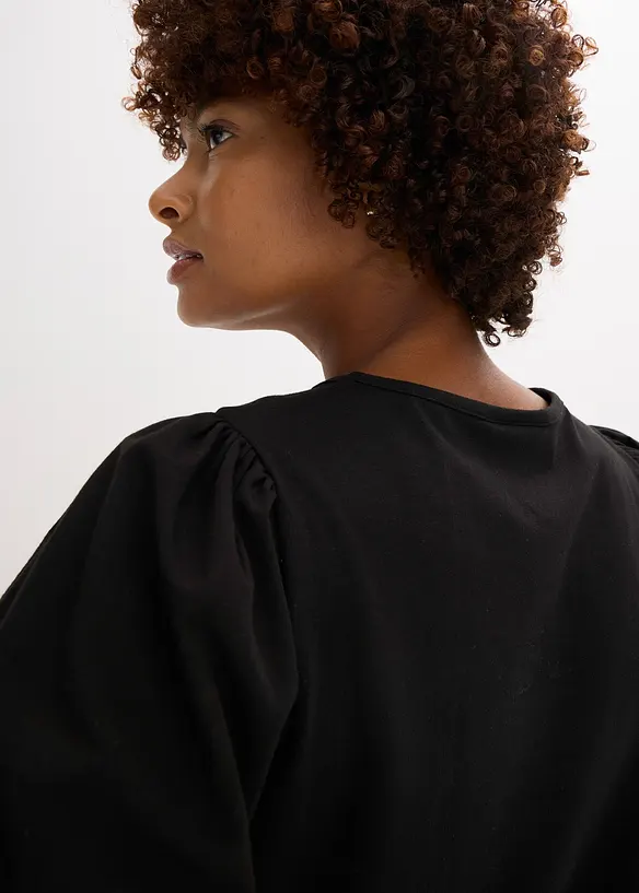 T-shirt en jersey avec manches bouffantes en popeline de coton, bonprix