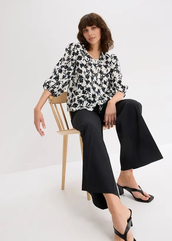 Chemisier manches courtes en tissu texturé, bonprix