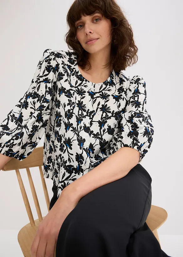 Chemisier manches courtes en tissu texturé, bonprix