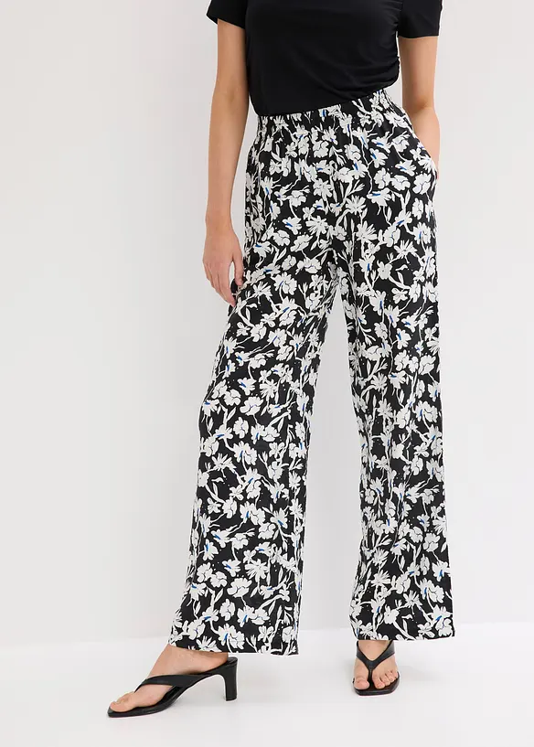 Pantalon palazzo en tissu texturé, bonprix