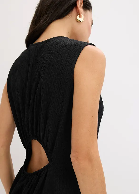 Robe midi en jersey texturé avec découpe dos, bonprix