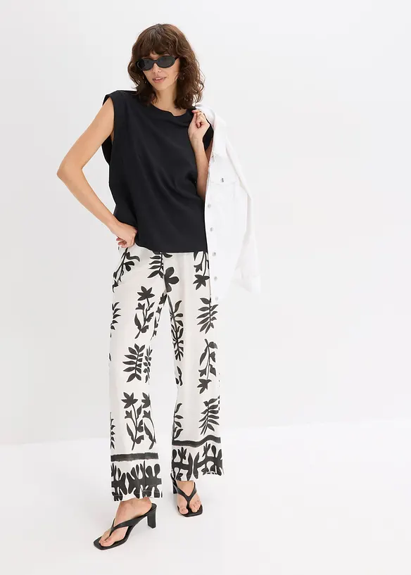 Top oversize avec mancherons en bord-c&ocirc;te, bonprix