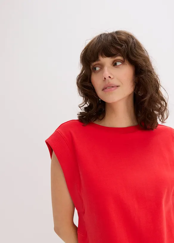 Top avec mancherons en bord-côte, bonprix