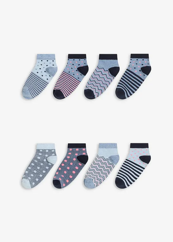 Lot de 8 paires de socquettes coton, bonprix
