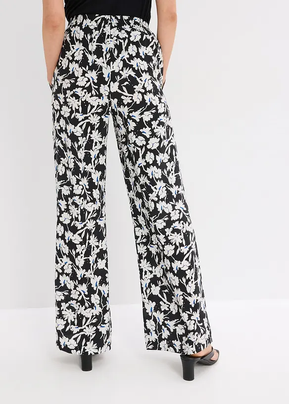 Pantalon palazzo en tissu texturé, bonprix