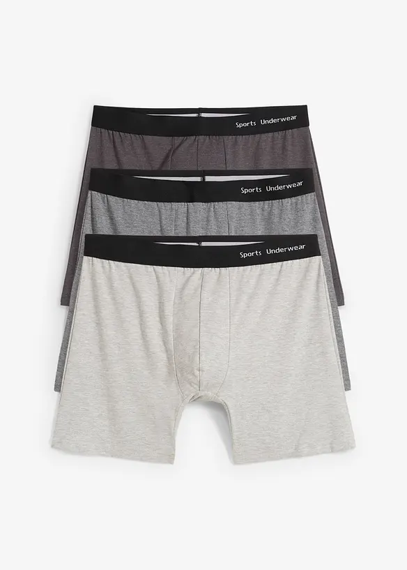 Lot de 3 boxers mi-longs coton, bonprix
