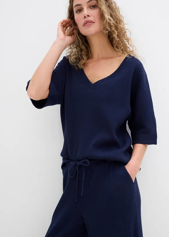 Pantalon 100% coton textur&eacute;, bonprix