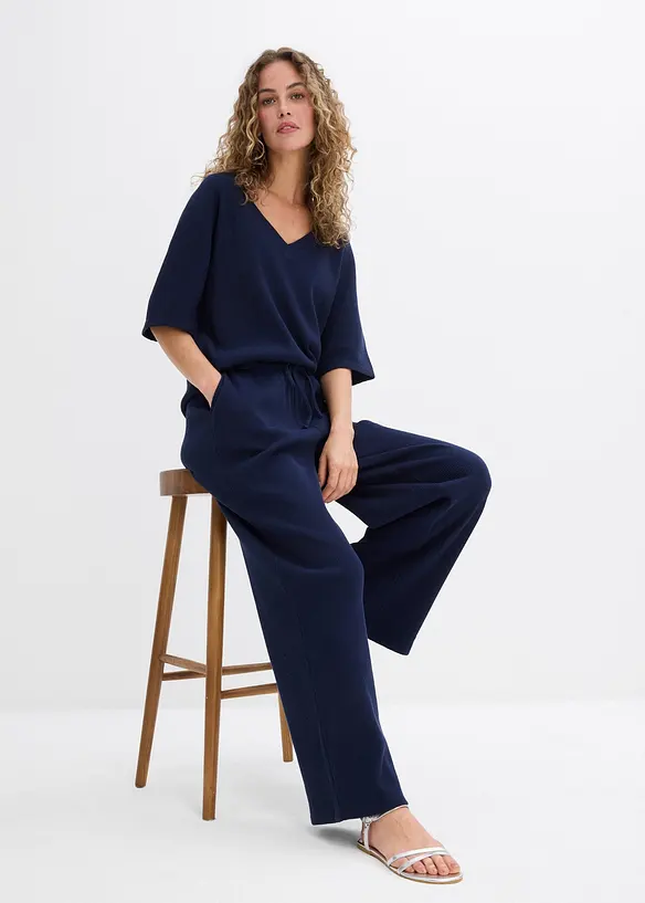 Pantalon 100% coton textur&eacute;, bonprix