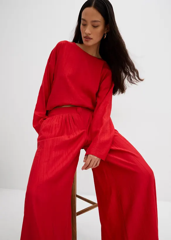 Pantalon palazzo en crépon de viscose mélangée, bonprix