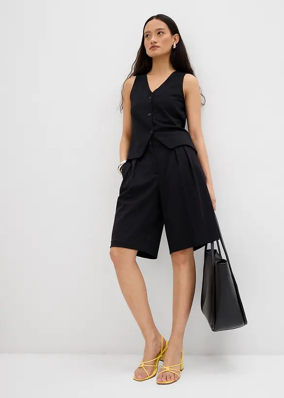 Bermuda à pinces en viscose mélangé, bonprix