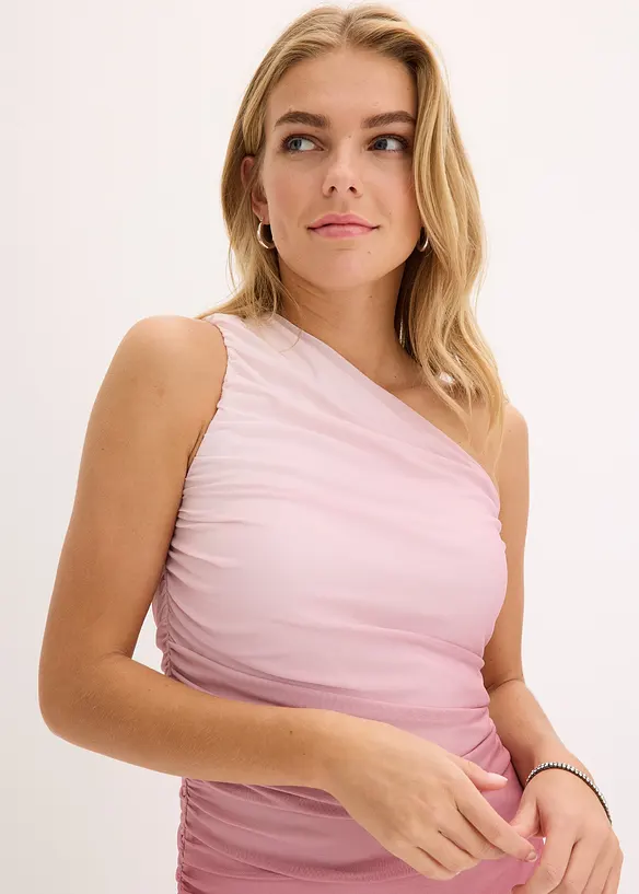 Robe col asymétrique en mesh, doublée, bonprix