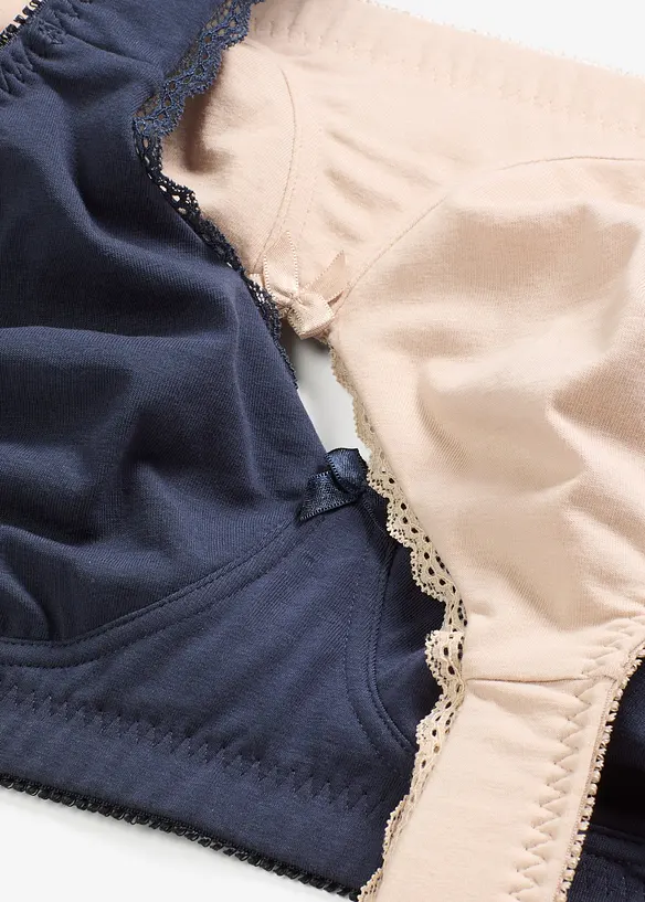 Lot de 2 soutiens-gorge minimiseurs moulés coton, sans armatures, bonprix