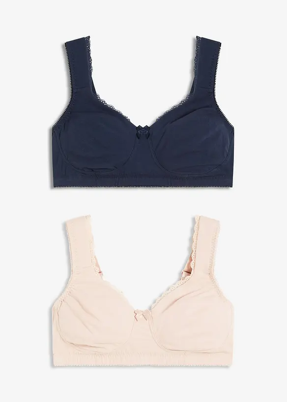 Lot de 2 soutiens-gorge minimiseurs moulés coton, sans armatures, bonprix