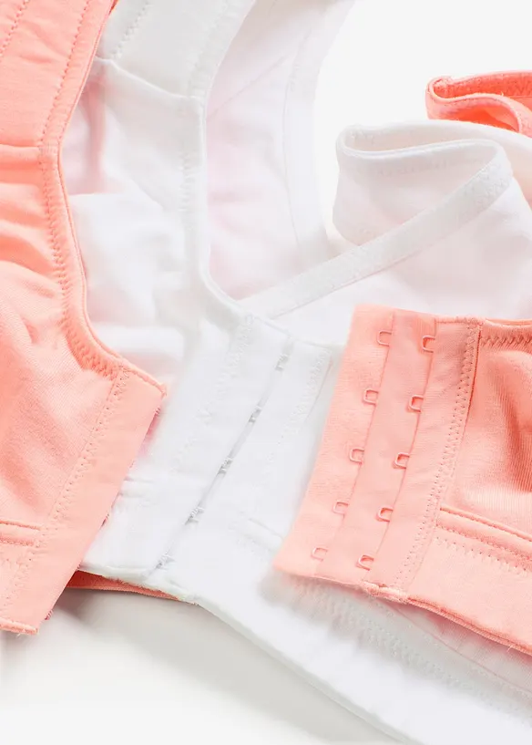 Lot de 2 soutiens-gorge coton sans armatures, fermeture devant, bonprix