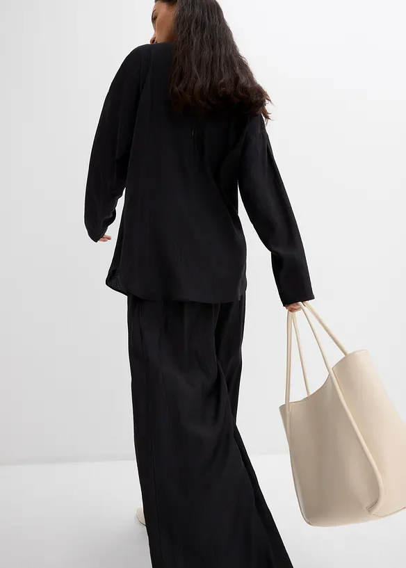 Pantalon palazzo en crépon de viscose mélangée, bonprix