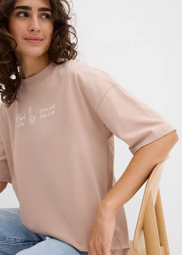 T-shirt long 100% coton, bonprix