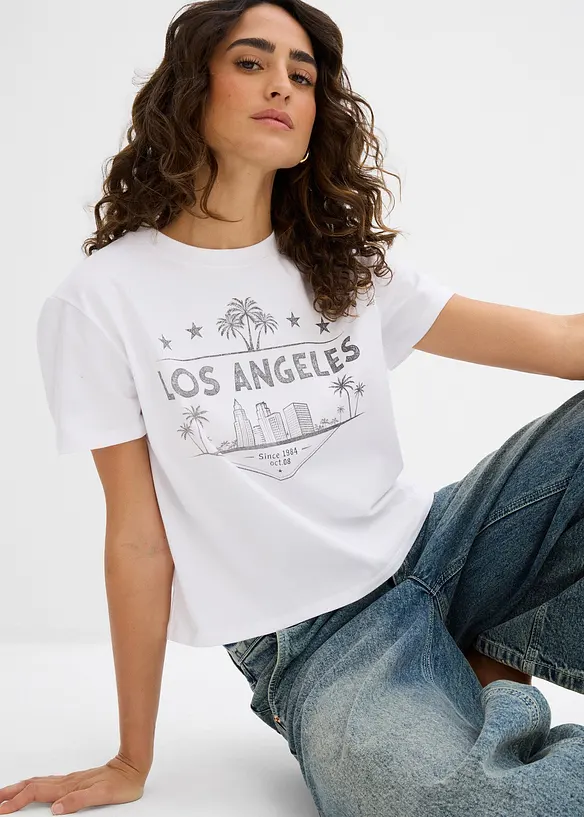 T-shirt raccourci en jersey, bonprix