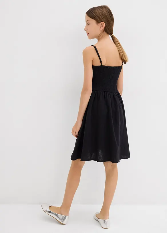 Robe &agrave; fines bretelles en gaze de coton, bonprix