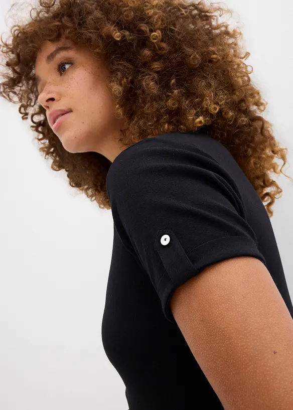 T-shirt col tunisien 100% coton, bonprix