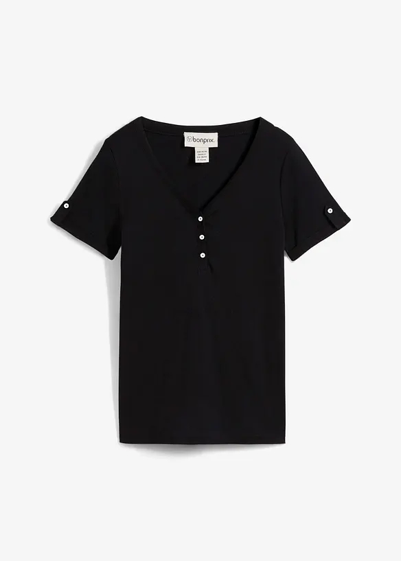 T-shirt col tunisien 100% coton, bonprix