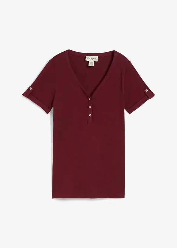 T-shirt col tunisien 100% coton, bonprix